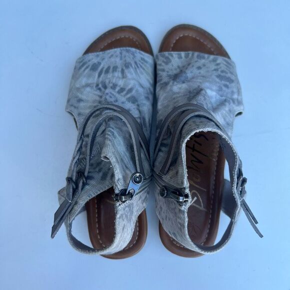 Blowfish Malibu Sandals 7.5 Vegan Grey Tie Dye Twill Lotus DyeCut Style - Picture 9 of 11